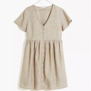 Madewell Linen-Blend Alexandra Button-Front Mini Dress